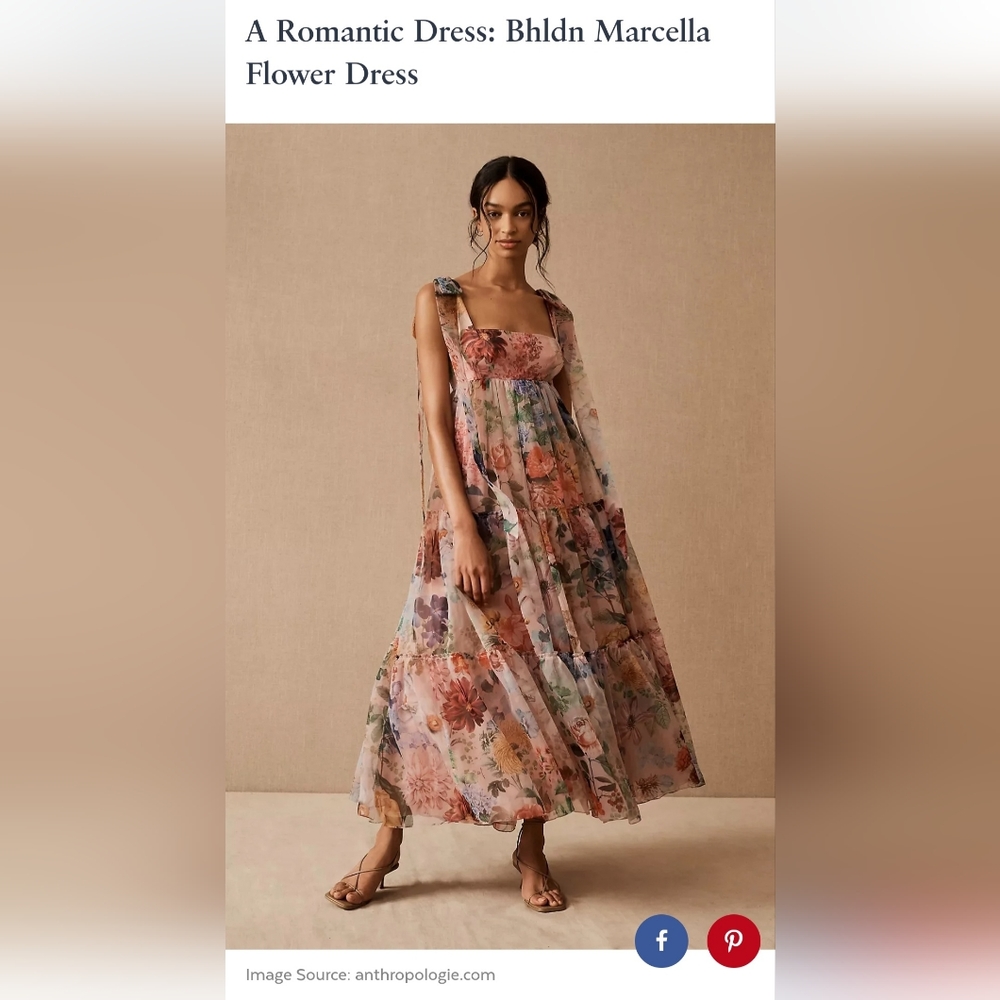 Bhldn Marcella — inspired floral pink maxi dress